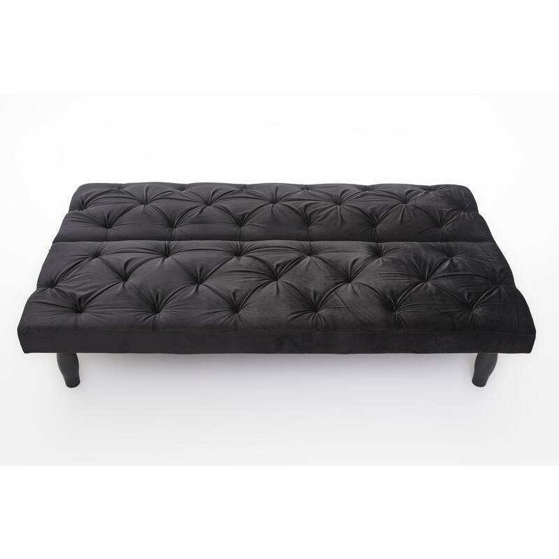 66" Velvet Futon Sofa with 3Position Adjustable Tufted Back, Converts